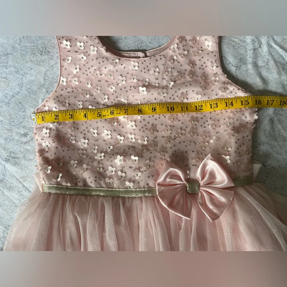 Jona Michelle, baby Pink‎ Sparkle Dress with Bow, sleeveless floral design